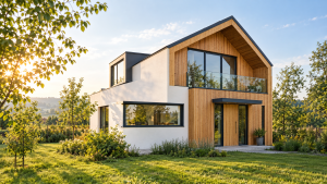 Casă modernă eficientă energetic, izolată cu materiale naturale