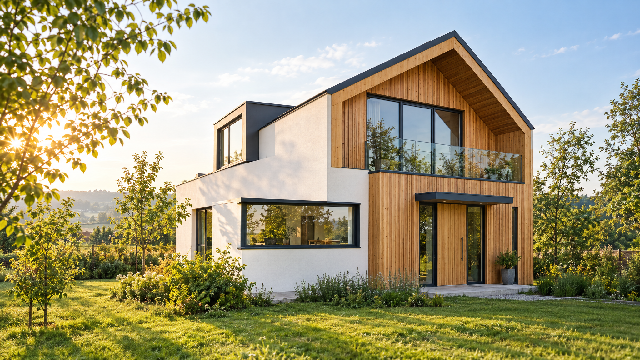 Casă modernă eficientă energetic, izolată cu materiale naturale