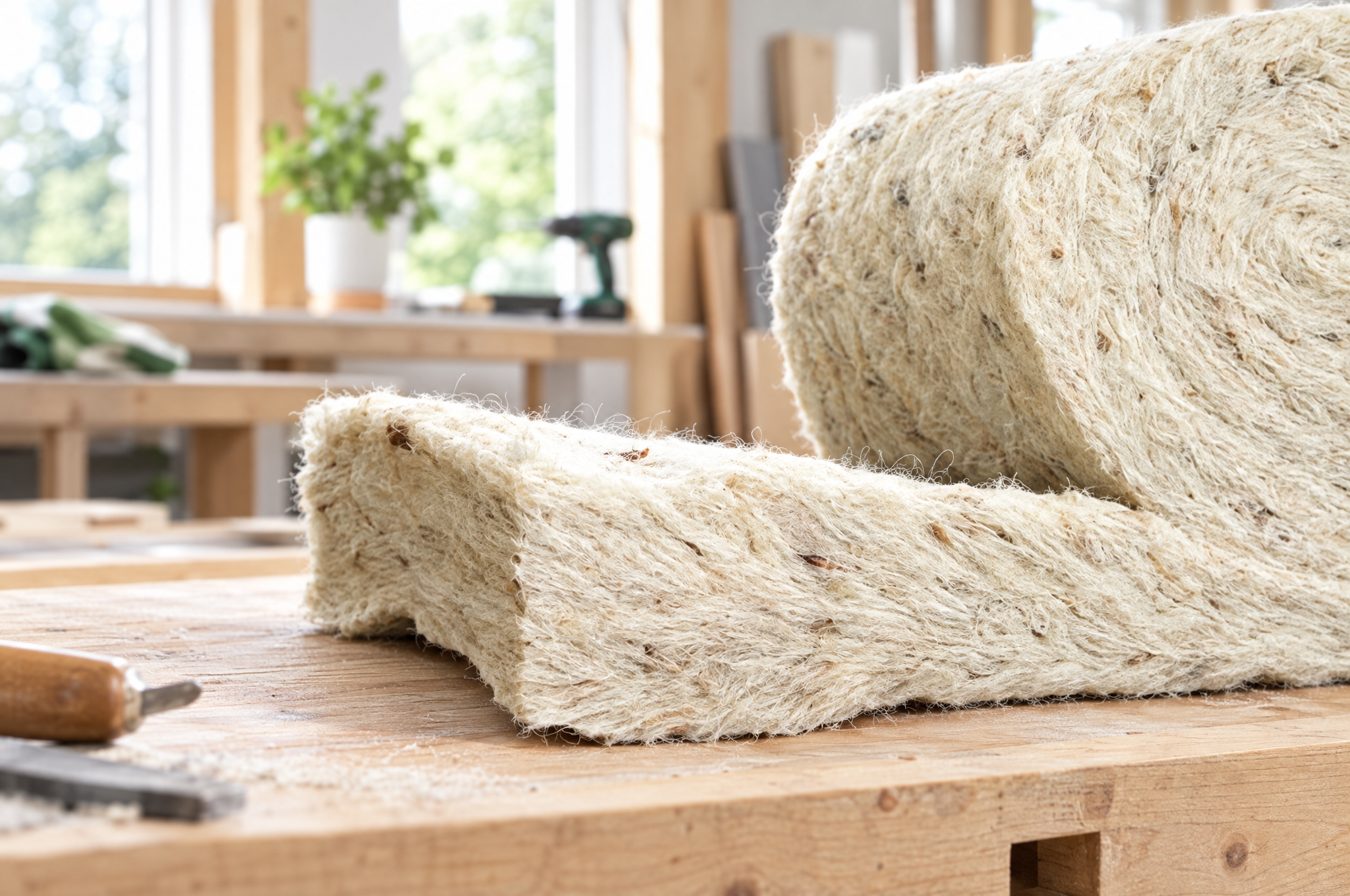 Rolă de lână de oaie naturală, material de izolație ISOLENA